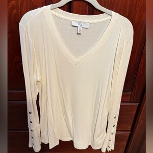 Mainstream Boutique, White Long Sleeve Shirt, Size L, New With Tags